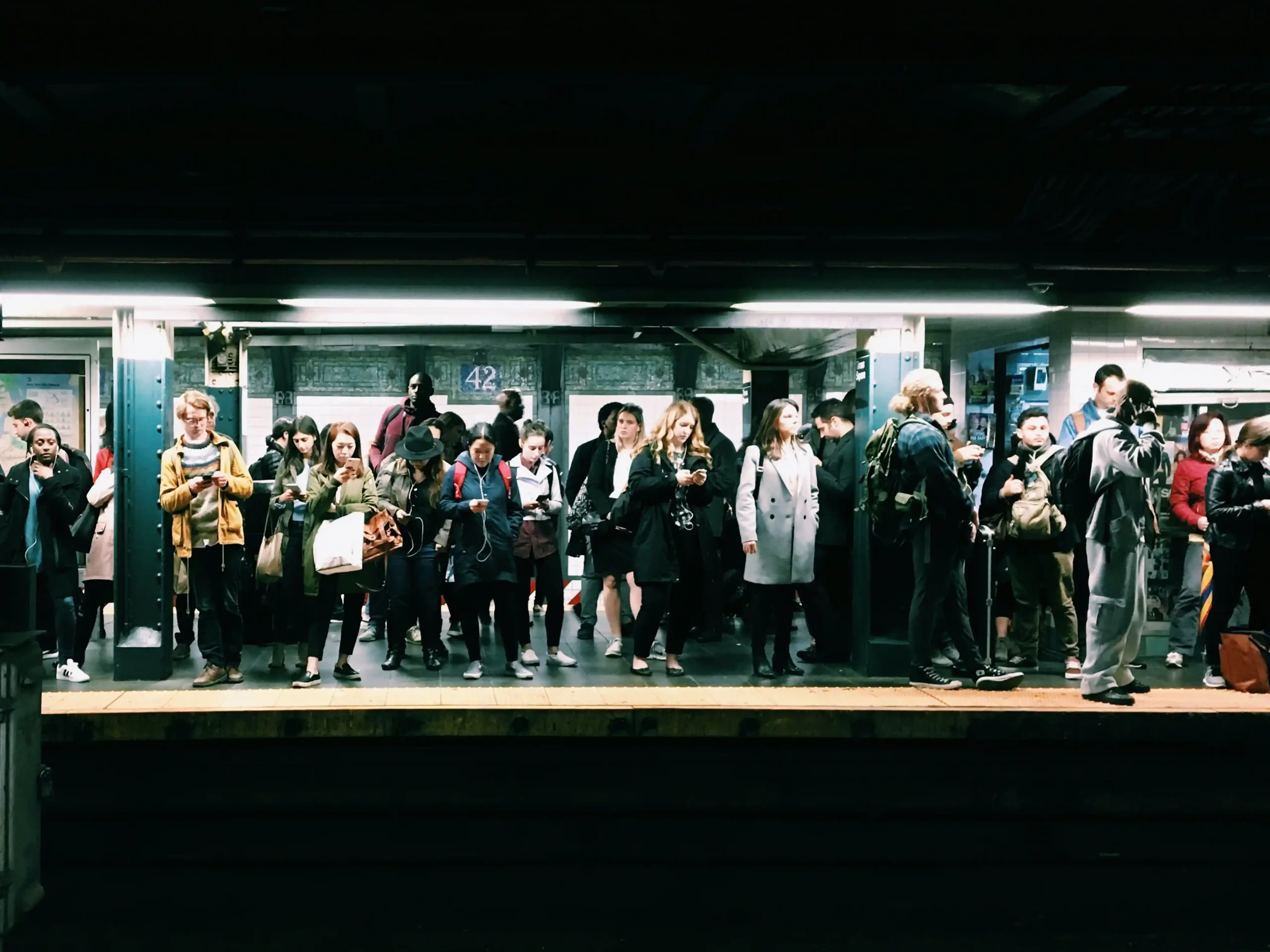 Big crowd in a subway station